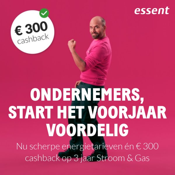 Ontvang €300 Cashback bij Essent zakelijk