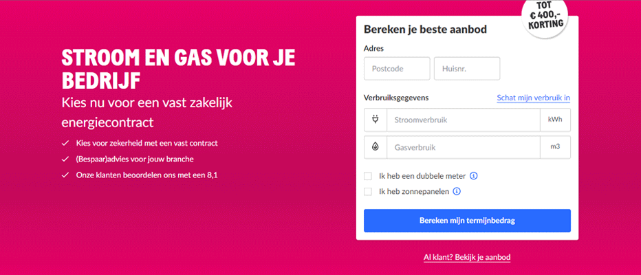 Goedkope zakelijke energie - 400 euro korting bij Essent