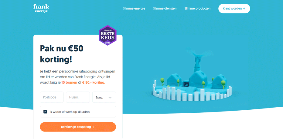 Frank Energie kortingscode – ontvang nu €50 korting Frank Energie kortingscode – ontvang nu €50 korting