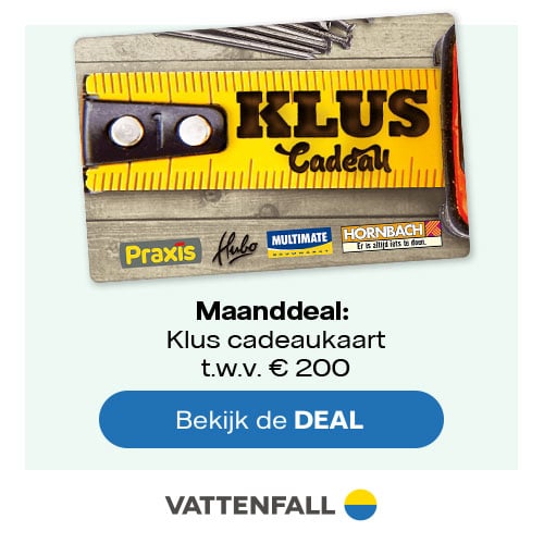 Gratis Klus Cadeaukaart (€200) bij Vattenfall 