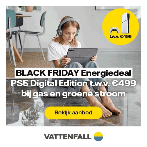 Gratis Playstation 5 bij Vattenfall tijdens Black Friday
