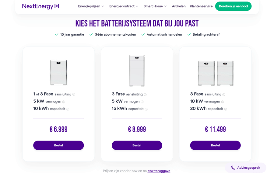 Aanschafkosten thuisbatterij - fors prijskaartje