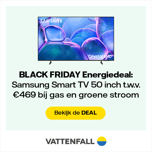 Vattenfall - gratis Samsung Smart TV tijdens Black Friday Vattenfall - gratis Samsung Smart TV tijdens Black Friday